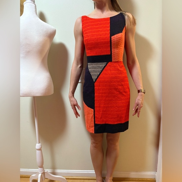 Anthropologie Tabitha color block mini dress red black sz 2 - Picture 2 of 4
